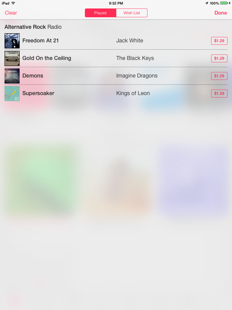 iOS 7 - iTunes Radio history