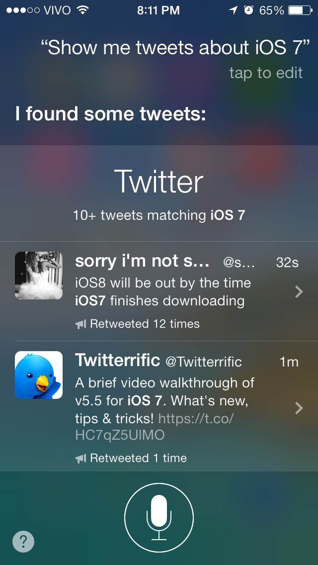 iOS 7 Siri - Twitter