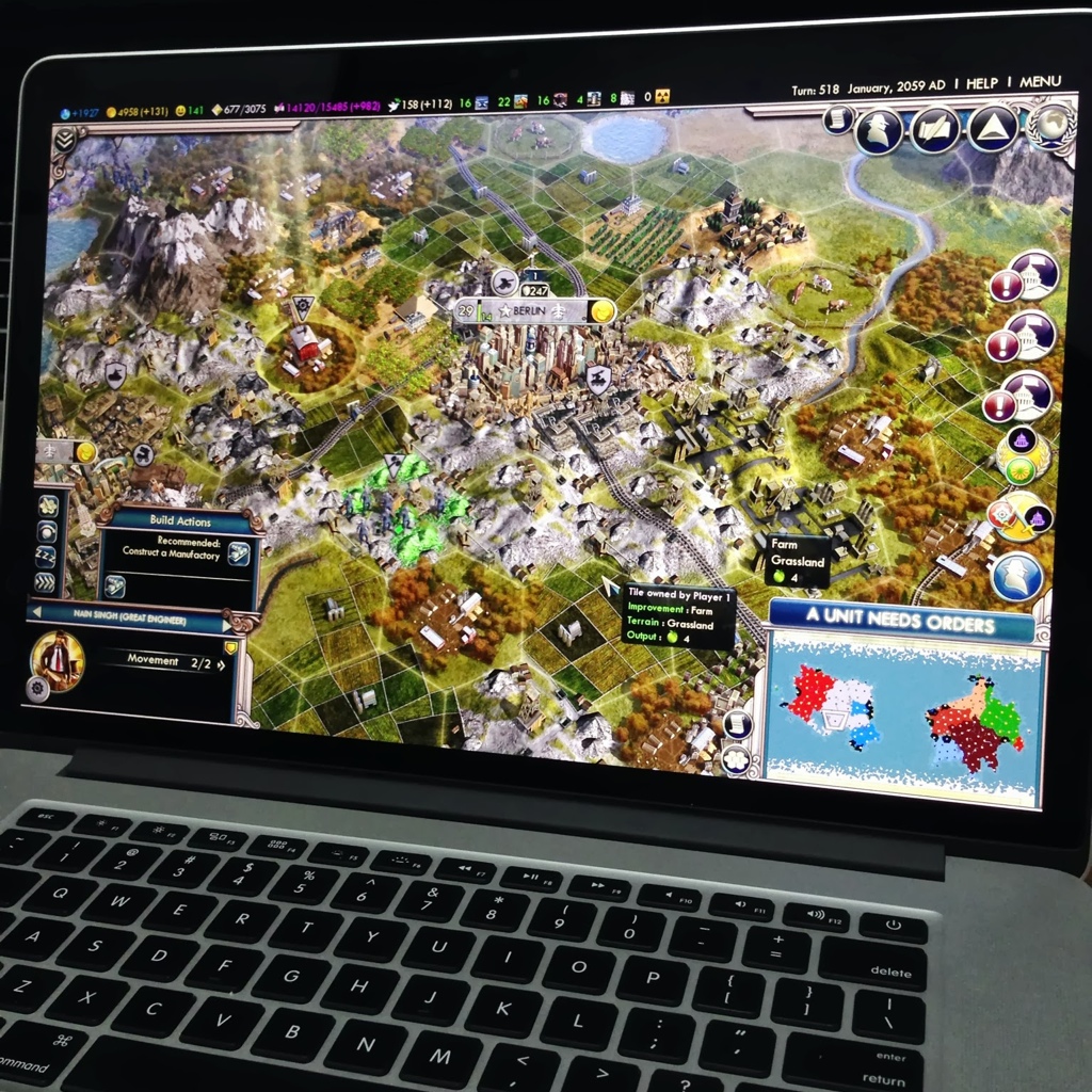 Civilization V running on a 15" MacBook Pro with Retina display
