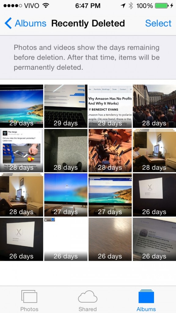 iOS 8 Review - Recently Deleted photos