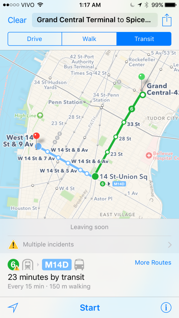 iOS 9 - Apple Maps transit instructions