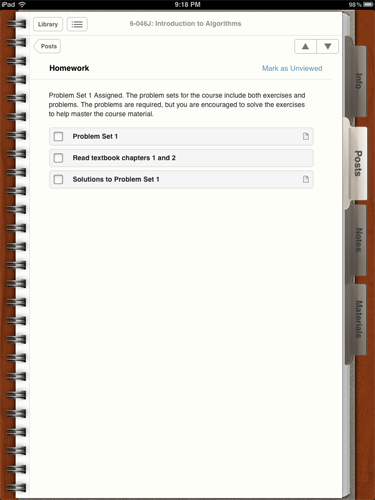 iTunes U app for iPad - Homework and progress