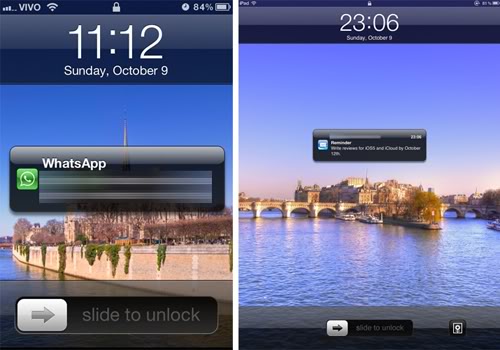 iOS 5 Notifications - iPhone and iPad lock screens