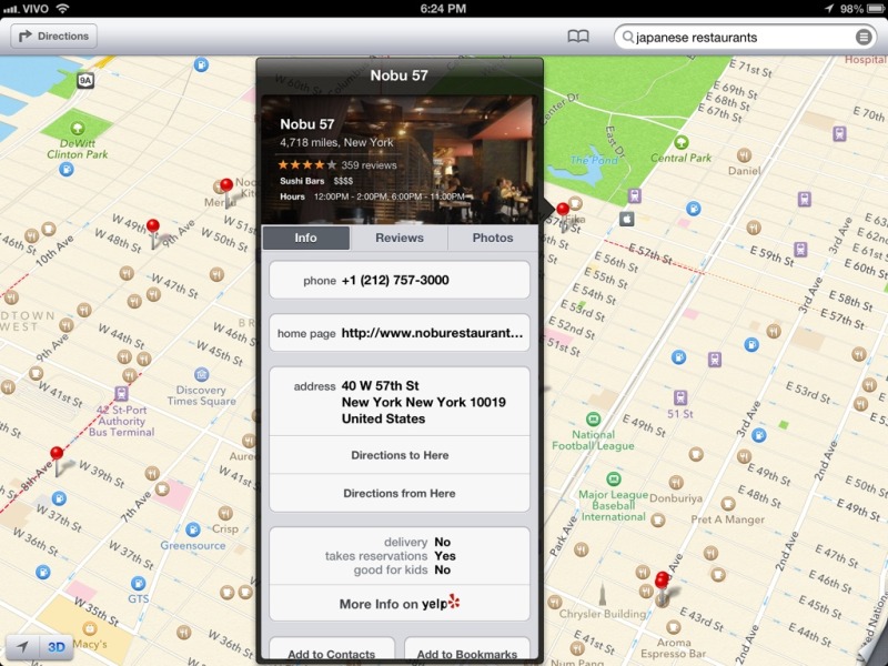 iOS 6 - Local search in Maps, powered by Yelp